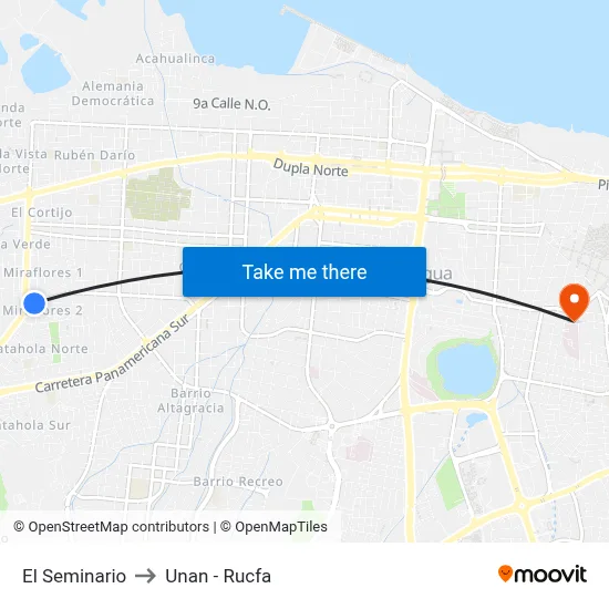 El Seminario to Unan - Rucfa map