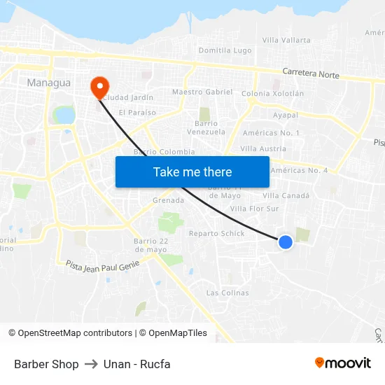 Barber Shop to Unan - Rucfa map