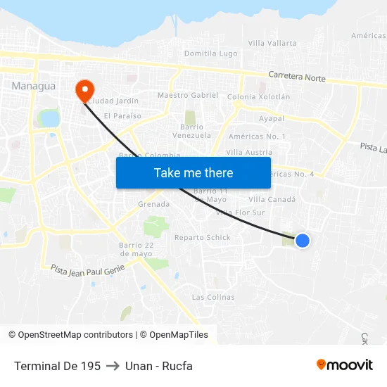 Terminal De 195 to Unan - Rucfa map