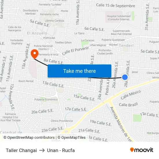 Taller Changai to Unan - Rucfa map