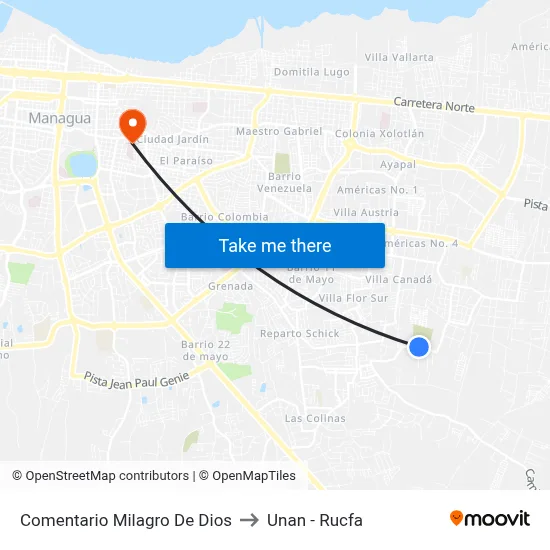 Comentario Milagro De Dios to Unan - Rucfa map