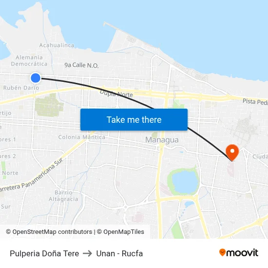 Pulperia Doña Tere to Unan - Rucfa map