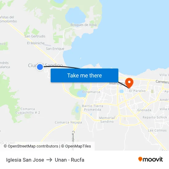 Iglesia San Jose to Unan - Rucfa map