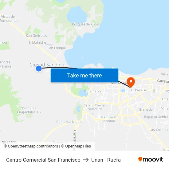 Centro Comercial San Francisco to Unan - Rucfa map