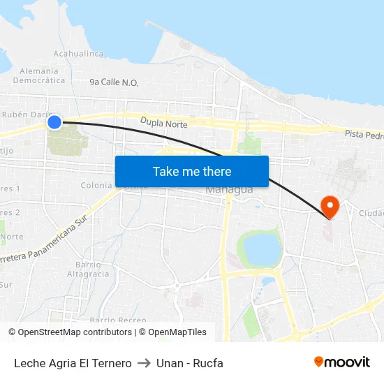 Leche Agria El Ternero to Unan - Rucfa map