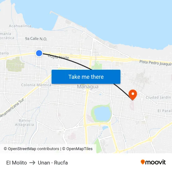 El Molito to Unan - Rucfa map