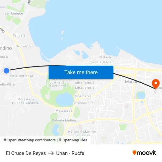 El Cruce De Reyes to Unan - Rucfa map