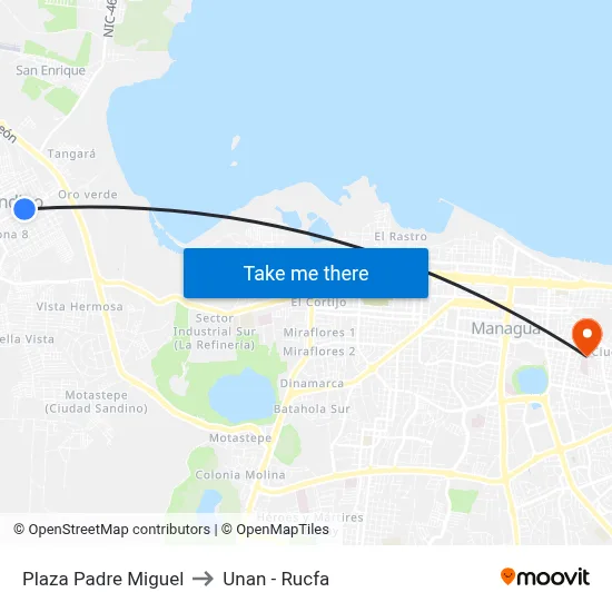 Plaza Padre Miguel to Unan - Rucfa map