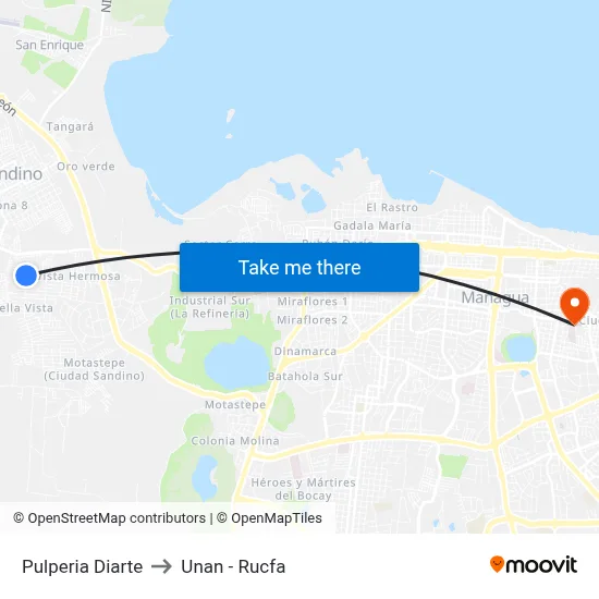 Pulperia Diarte to Unan - Rucfa map
