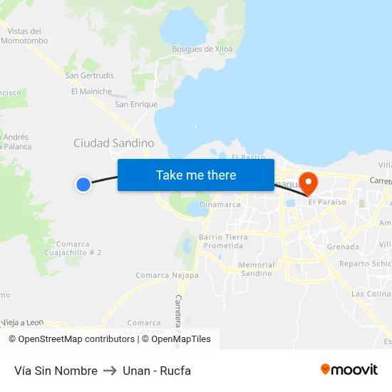Vía Sin Nombre to Unan - Rucfa map