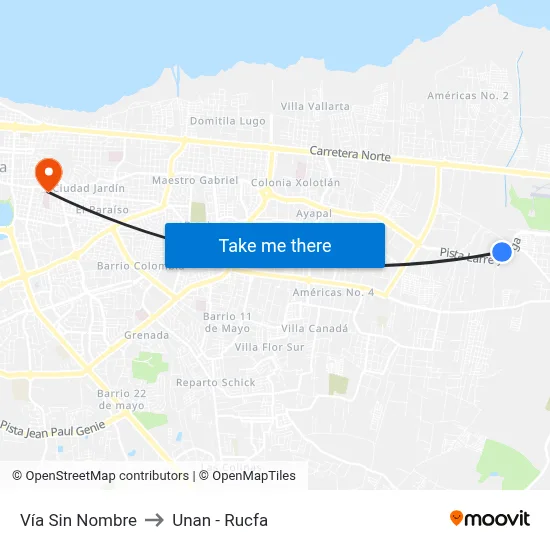 Vía Sin Nombre to Unan - Rucfa map