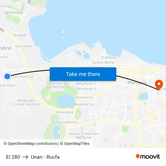 El 280 to Unan - Rucfa map