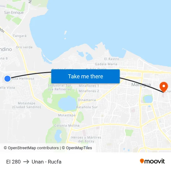 El 280 to Unan - Rucfa map