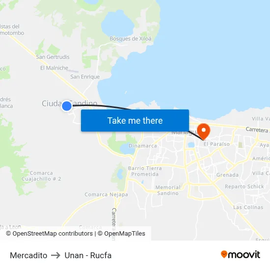Mercadito to Unan - Rucfa map