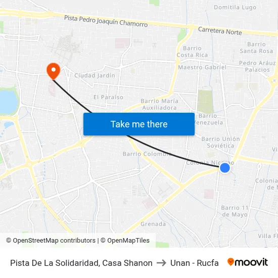 Pista De La Solidaridad, Casa Shanon to Unan - Rucfa map