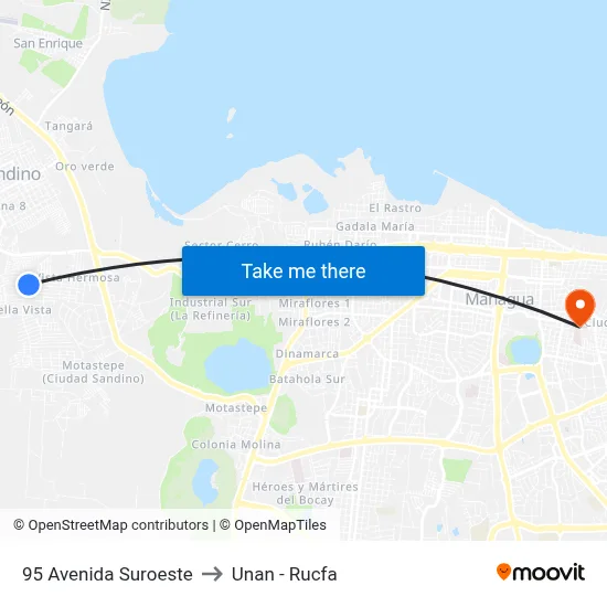 95 Avenida Suroeste to Unan - Rucfa map