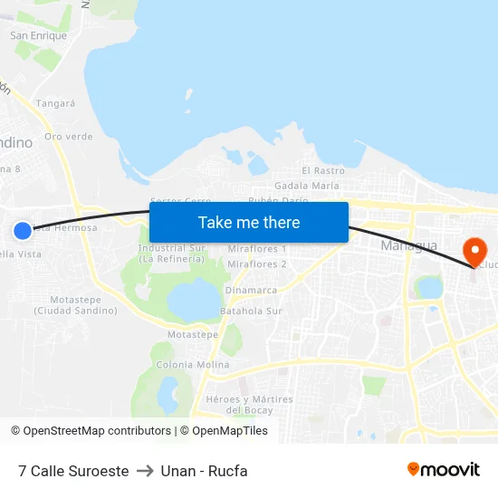 7 Calle Suroeste to Unan - Rucfa map