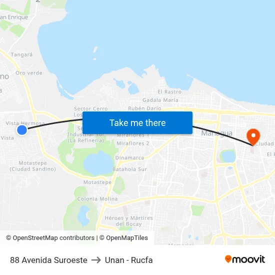 88 Avenida Suroeste to Unan - Rucfa map