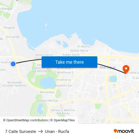 7 Calle Suroeste to Unan - Rucfa map