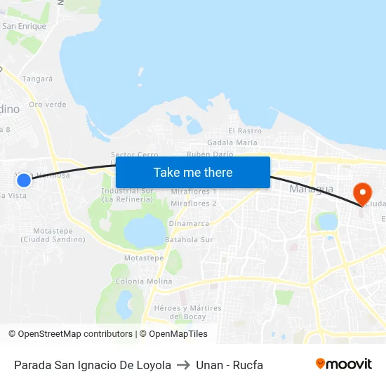 Parada San Ignacio De Loyola to Unan - Rucfa map