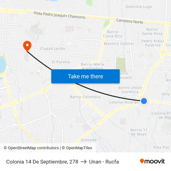 Colonia 14 De Septiembre, 278 to Unan - Rucfa map