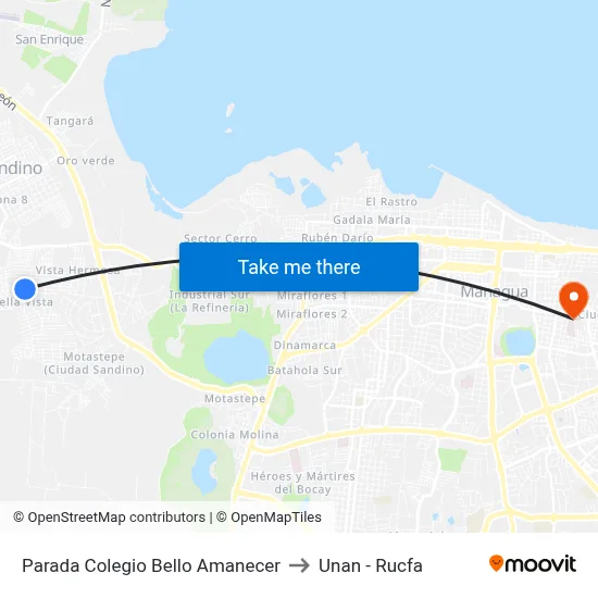 Parada Colegio Bello Amanecer to Unan - Rucfa map