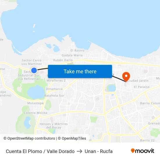 Cuenta El Plomo / Valle Dorado to Unan - Rucfa map