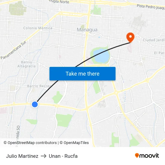 Julio Martínez to Unan - Rucfa map