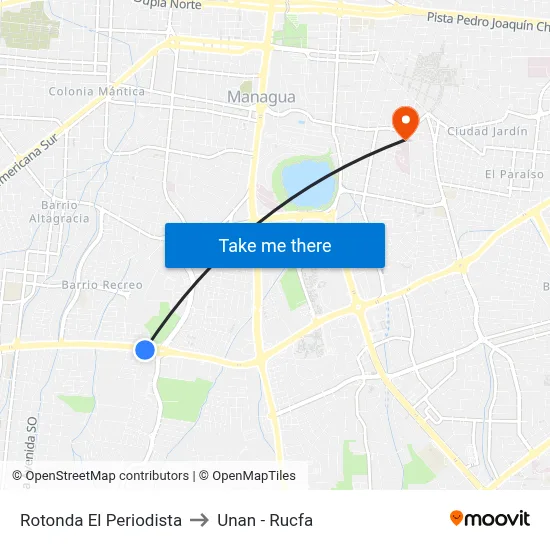 Rotonda El Periodista to Unan - Rucfa map