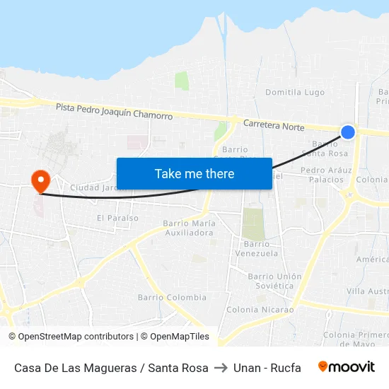 Casa De Las Magueras /  Santa Rosa to Unan - Rucfa map