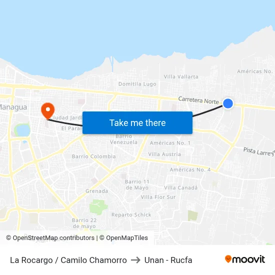 La Rocargo / Camilo Chamorro to Unan - Rucfa map