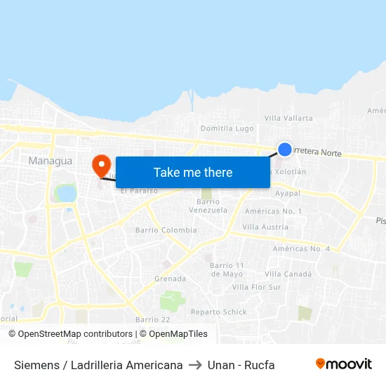 Siemens / Ladrilleria Americana to Unan - Rucfa map