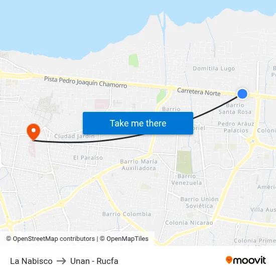 La Nabisco to Unan - Rucfa map
