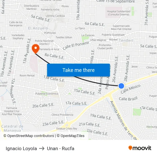 Ignacio Loyola to Unan - Rucfa map