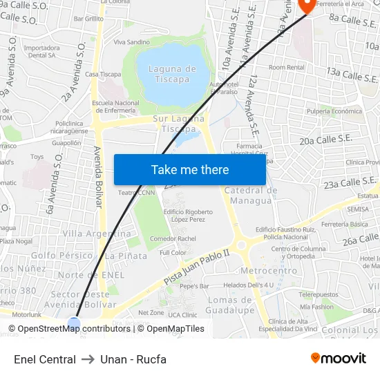 Enel Central to Unan - Rucfa map