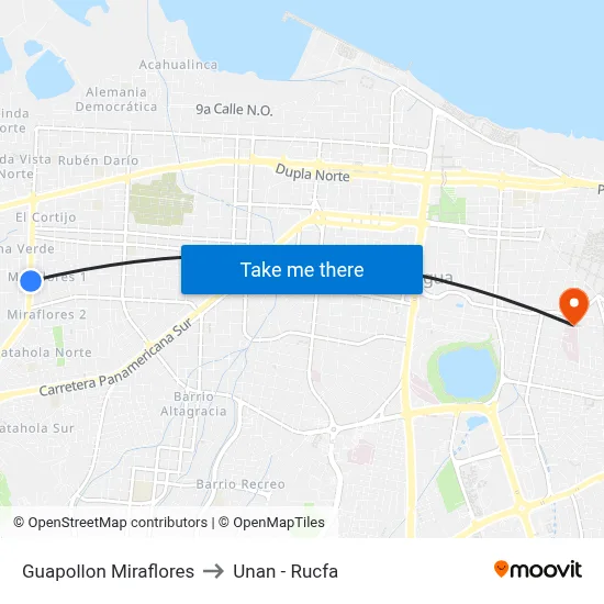Guapollon Miraflores to Unan - Rucfa map