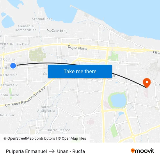 Pulpería Enmanuel to Unan - Rucfa map