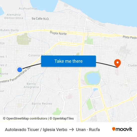 Autolavado Ticuer / Iglesia Verbo to Unan - Rucfa map