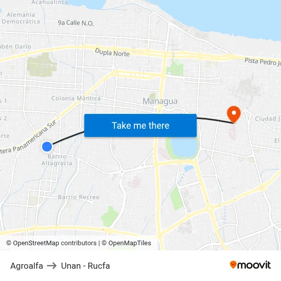 Agroalfa to Unan - Rucfa map