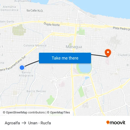 Agroalfa to Unan - Rucfa map