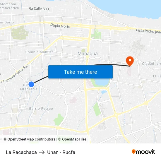 La Racachaca to Unan - Rucfa map