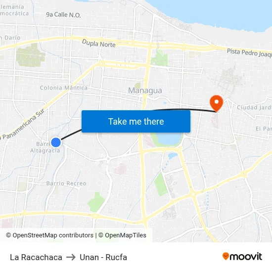 La Racachaca to Unan - Rucfa map