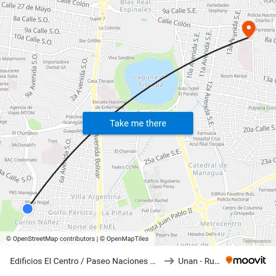 Edificios El Centro / Paseo Naciones Unidas to Unan - Rucfa map