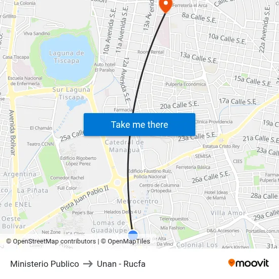 Ministerio Publico to Unan - Rucfa map