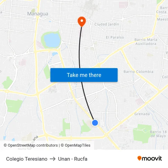 Colegio Teresiano to Unan - Rucfa map