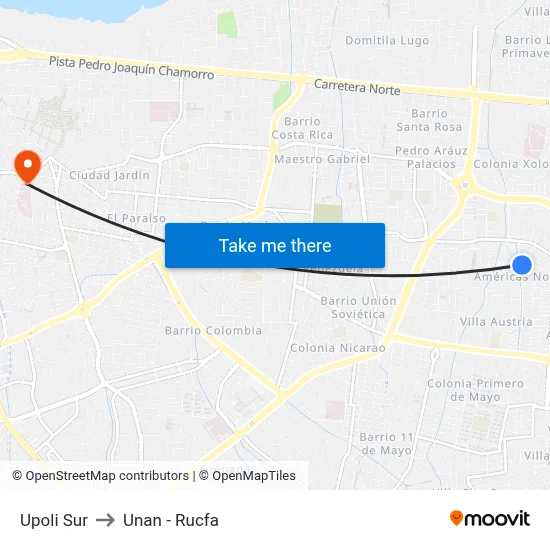 Upoli Sur to Unan - Rucfa map