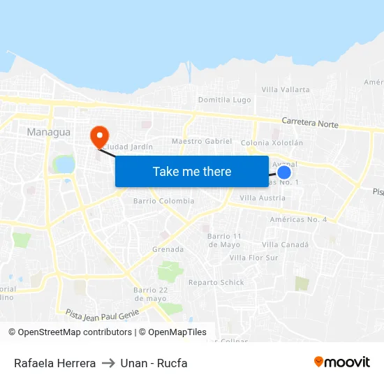 Rafaela Herrera to Unan - Rucfa map