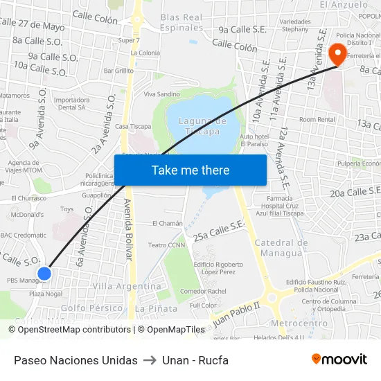 Paseo Naciones Unidas to Unan - Rucfa map