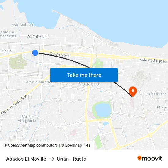 Asados El Novillo to Unan - Rucfa map