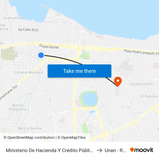 Ministerio De Hacienda Y Crédito Público (Mchp) to Unan - Rucfa map